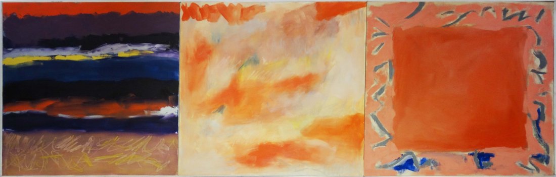 Large 70\'s Abstract Triptych Painting Marcia (1 of 7)