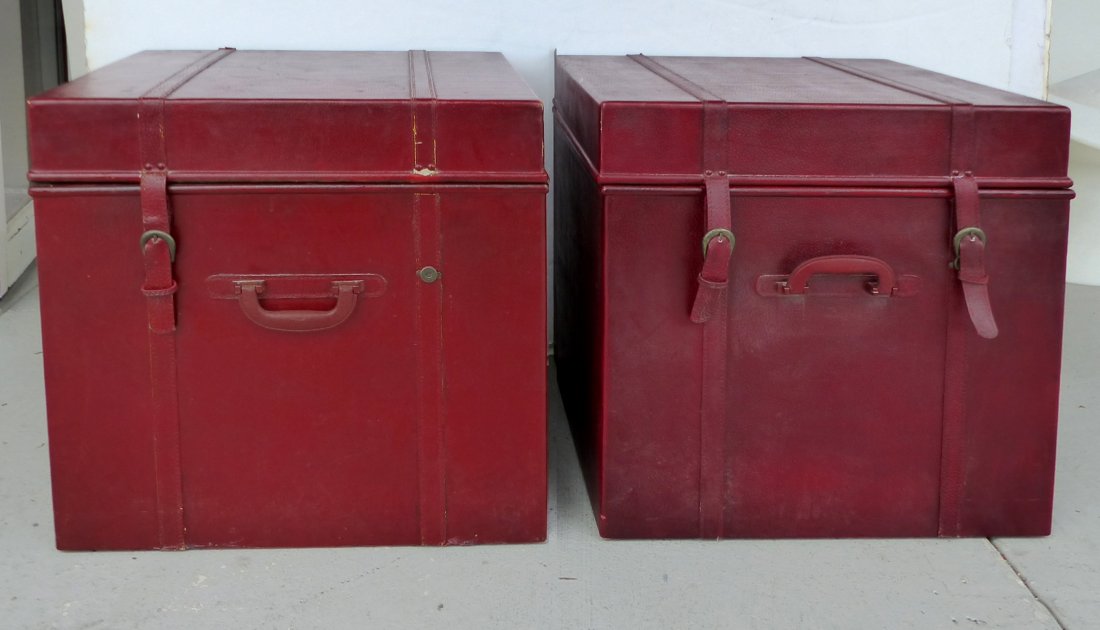 Pair of Leather Covered Trunk Style Side Tables (1 of 6)