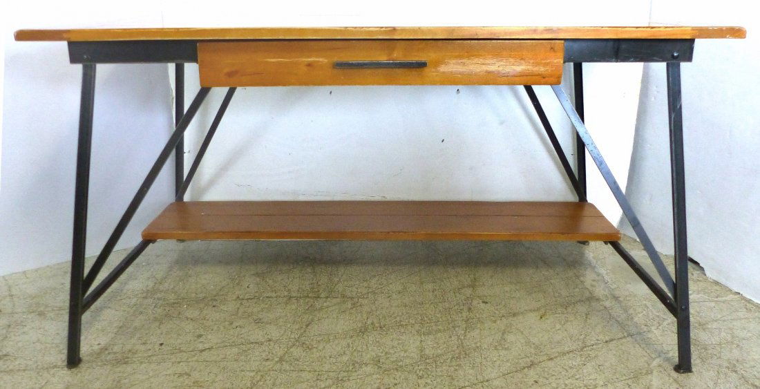 Mid-century Industrial wood & Steel Desk (1 of 8)