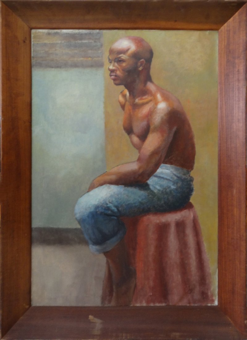 Fine Quality Male Study Oil Painting Black Art (1 of 8)