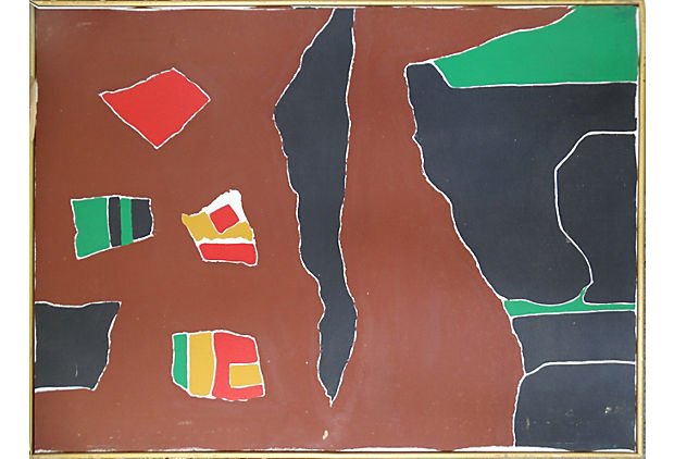 Mid-century Modern Colorblocked Abstract Painting (1 of 7)