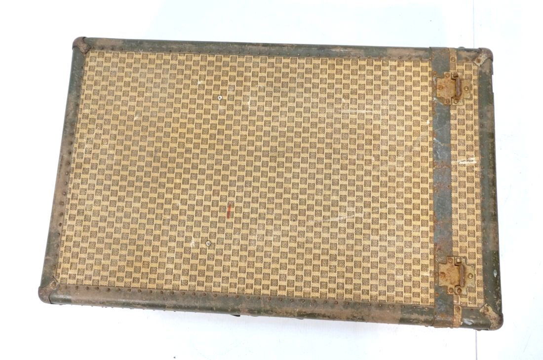 Vintage Canvas Covered Travel Steamer Trunk Suitcase (1 of 6)