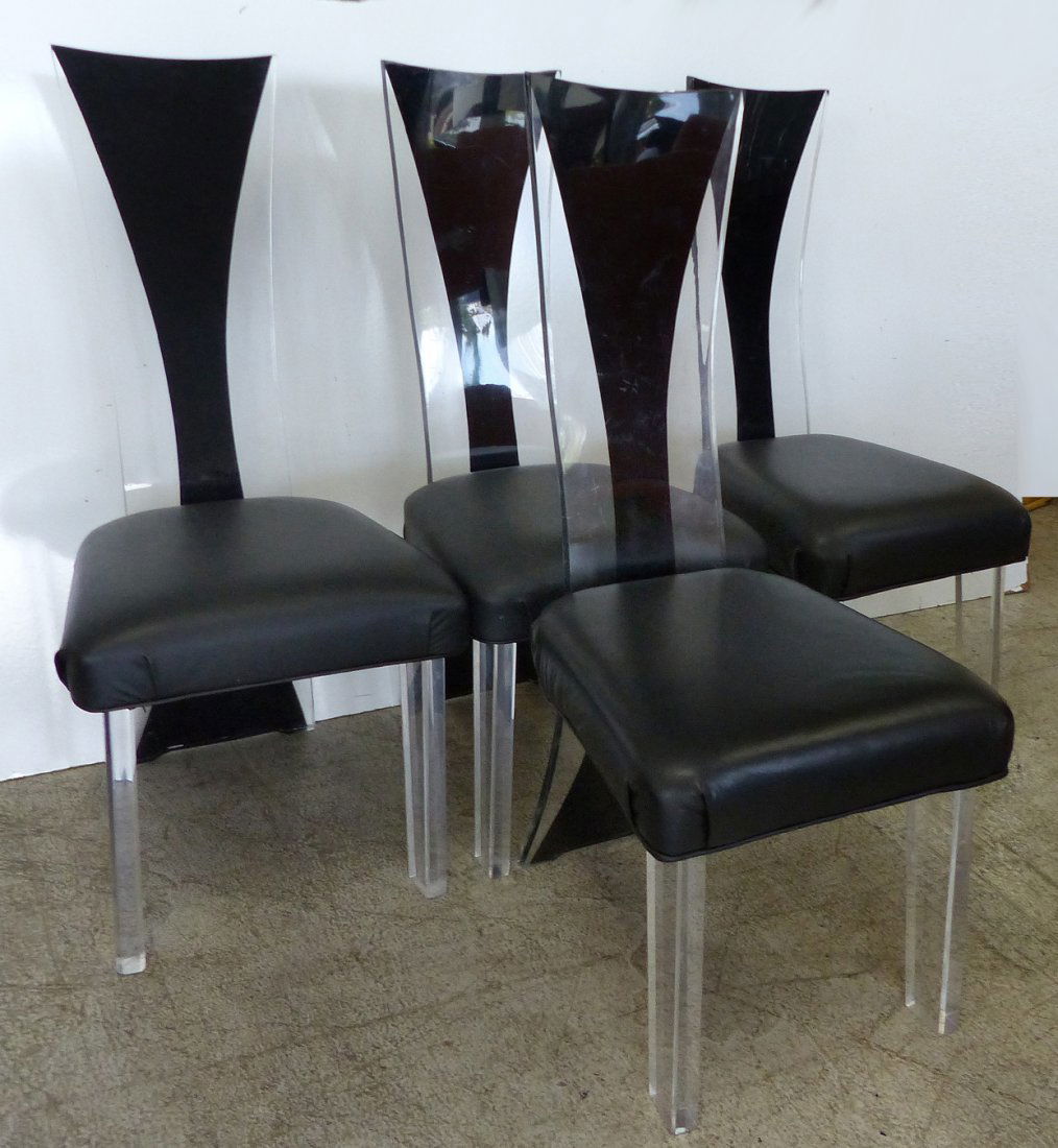 Set of 4 Mid-century Lucite Dining Chairs (1 of 7)