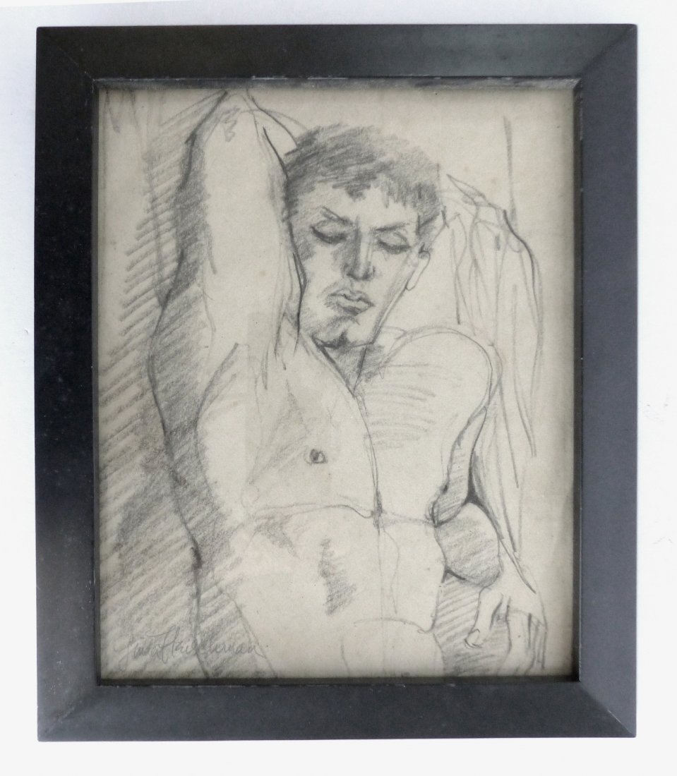 Mid-century Male Pencil Drawing (1 of 4)