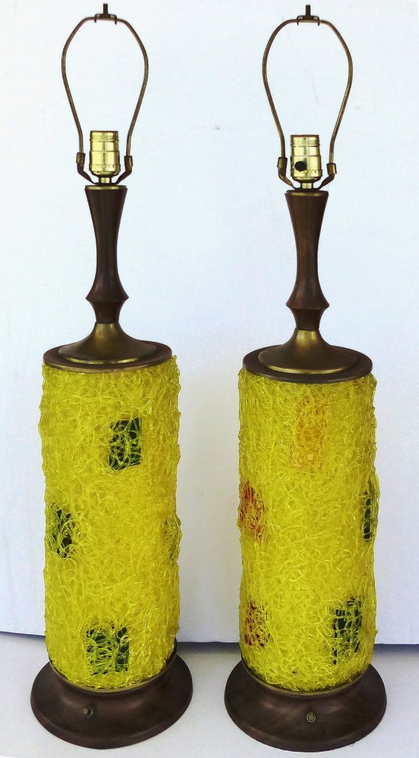 Mid-century Modern 50\'s Spun Glass Table Lamps, Pair (1 of 5)