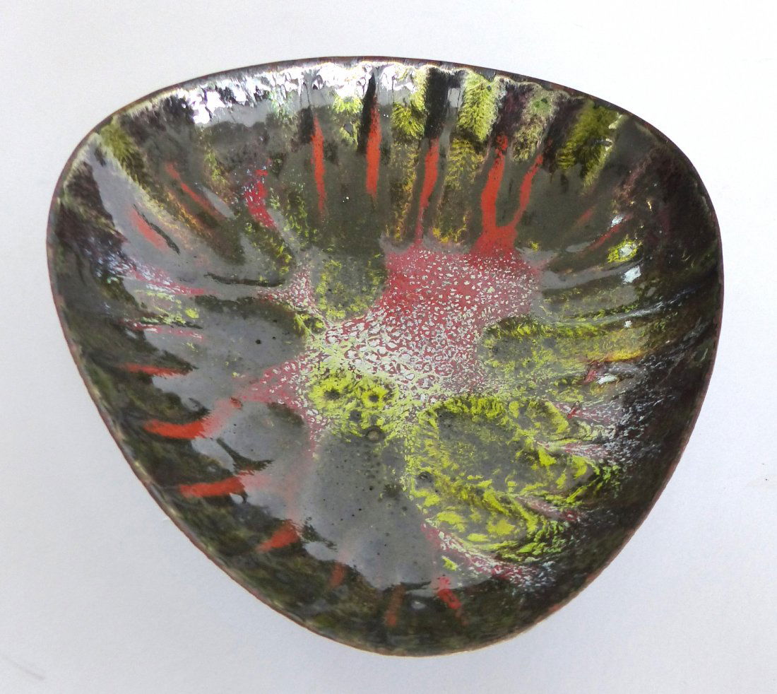 Mid-century Modern Copper Enameled Abstract Dish (1 of 6)
