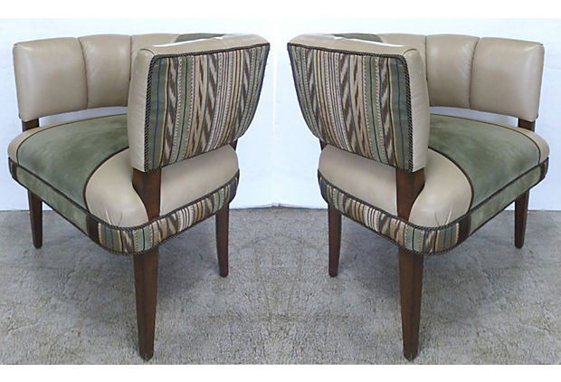 Mid-century Modern Upholstered Club Chairs, Pair (1 of 8)