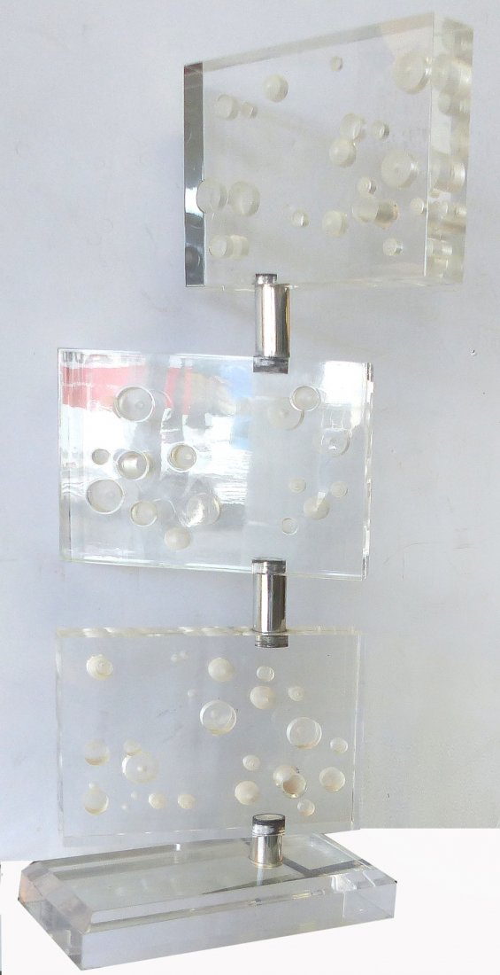 Mid-century Modern Lucite Chrome Sculpture, Signed (1 of 5)