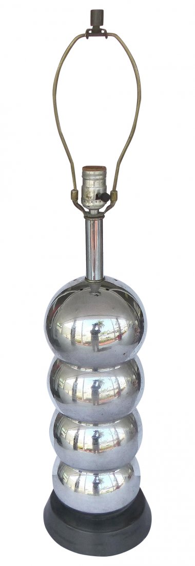 Mid-century Chrome Bubble Lamp George Kovacs Style: An iconic Mid-century Modern chromed steel bubble table lamp created after George Kovacs.32.5"H x 7"Dia..