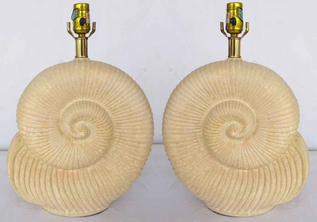 Plaster Scrolled Shell Table Lamps, Pair (1 of 6)