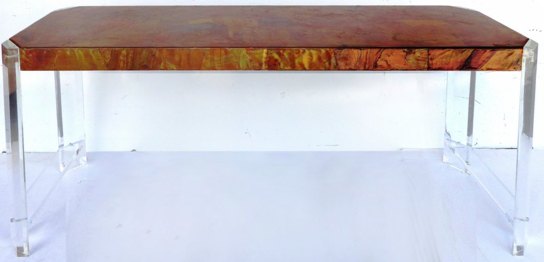 Mid-century Modern Patch Copper & Lucite Console Table (1 of 8)