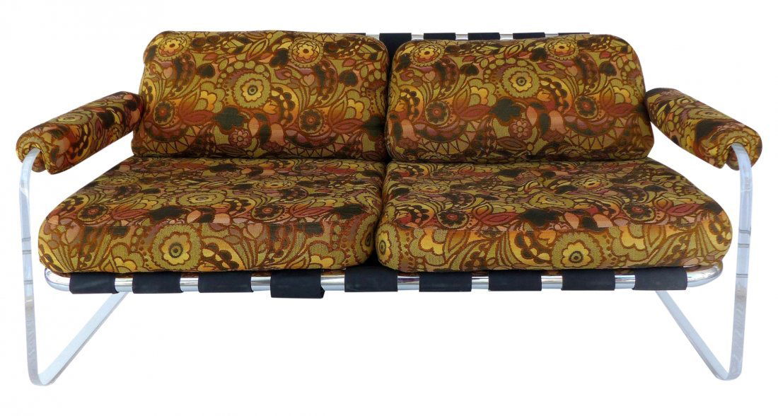 Mid-century Lucite & Chrome Love-seat (1 of 5)