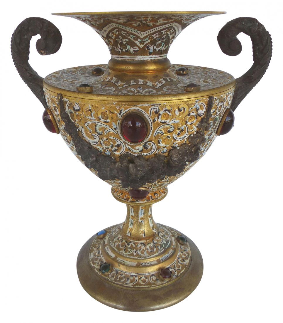 Chased Handled Urn W/ Jewels (1 of 9)