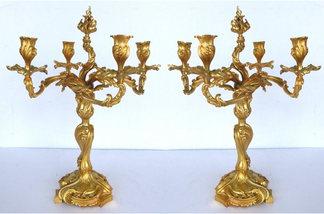 Dore Gilt Bronze Candelabras, Pair (1 of 10)