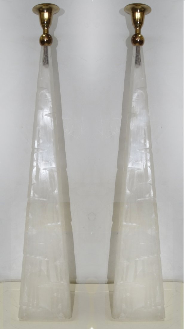 Etched Lucite Candlesticks, Pair (1 of 6)