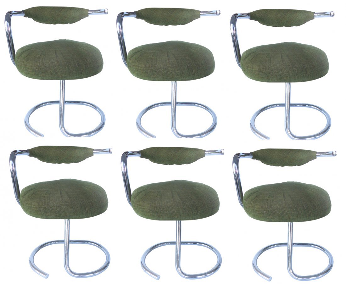 Arrben Mid-century Tubular Chrome Dining Chairs - S/6 (1 of 7)