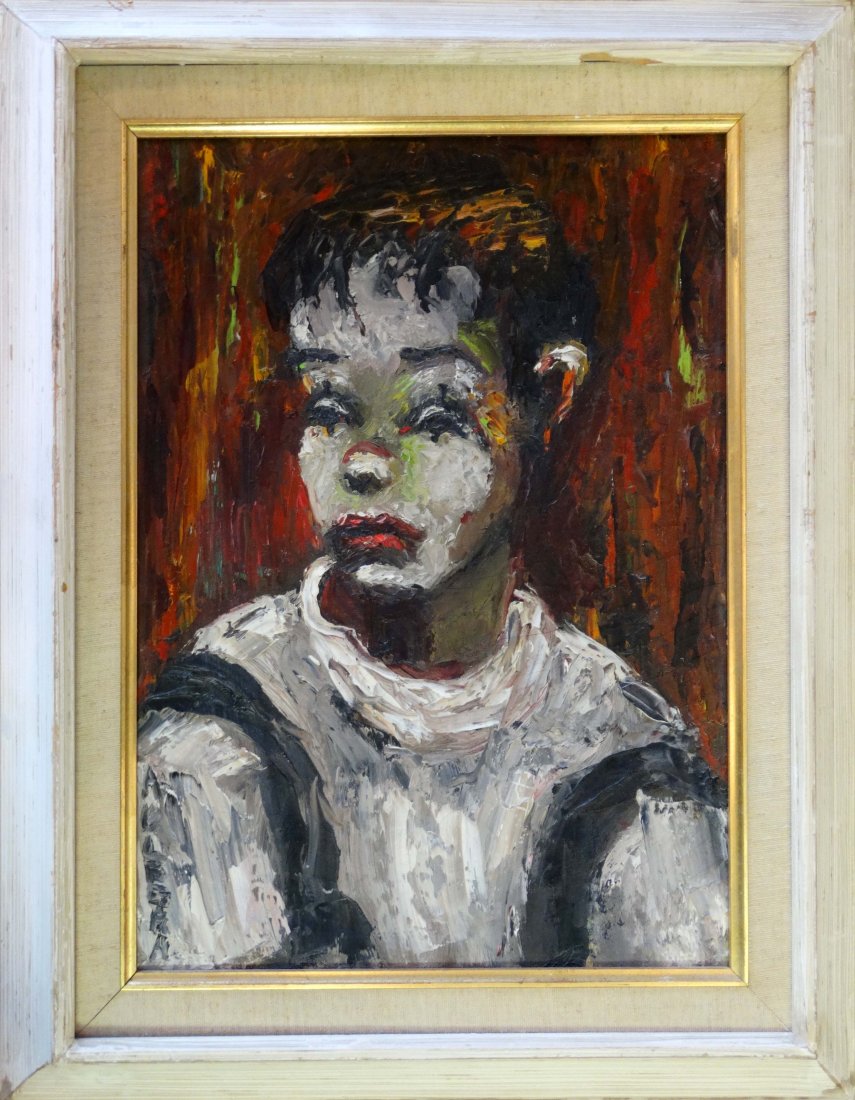 1950's Mid-century Clown Oil Painting signed (1 of 6)