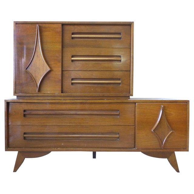 Mid-century Modern Walnut Chest on Chest, 2pcs. (1 of 10)