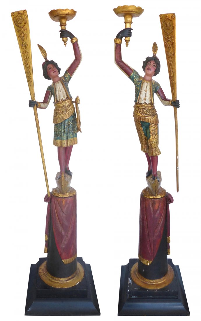 Venetian Gondoliers on Pedestals- a Pair (1 of 9)