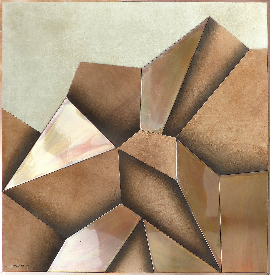 Geometric Suede & Copper Wall Hanging (1 of 7)