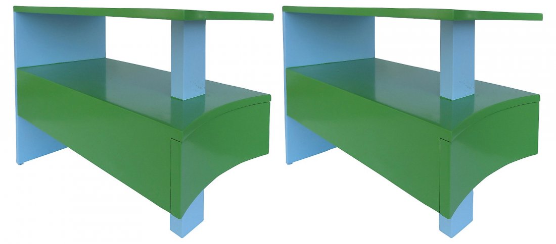 1960's Lacquered Curved Front Nightstands- Pair (1 of 6)