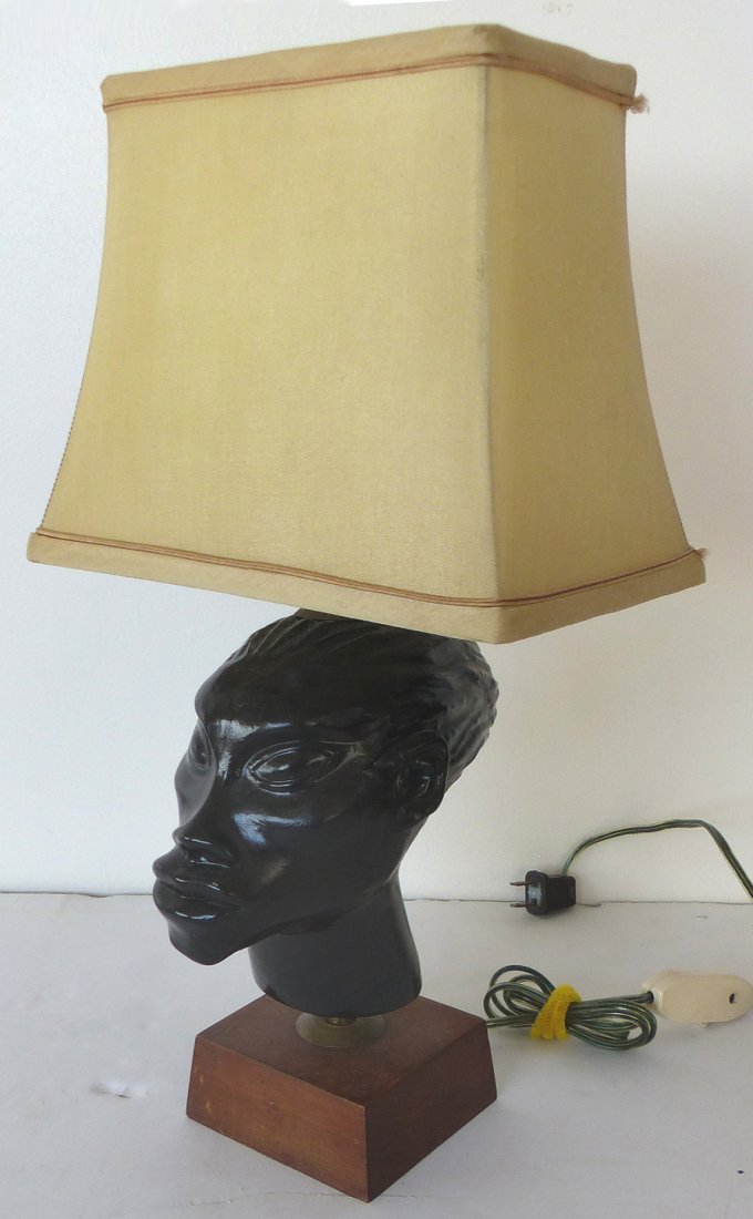 Vintage Stylized African Art Carved Wood Table Lamp (1 of 4)