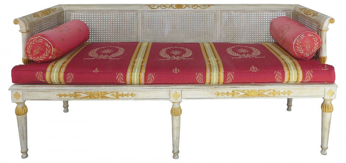 Neoclassical Style Gilt-wood & Caned Settee (1 of 9)