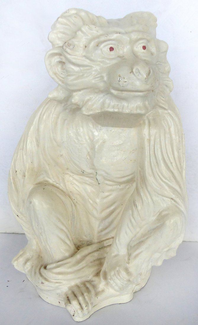 Mid-century Modern Chalk Plaster Monkey Statue (1 of 5)