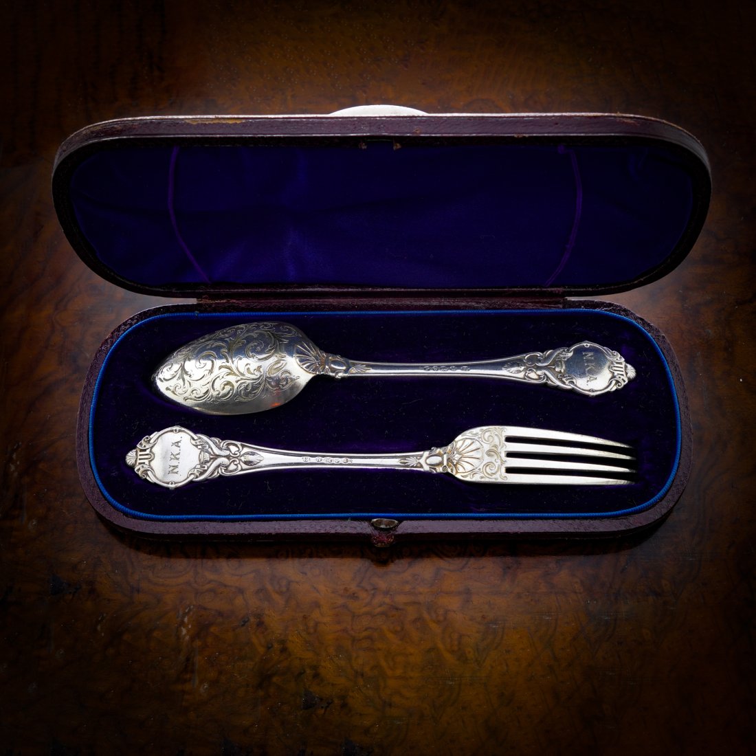 NO RESERVE  Silver plated Christening set (1 of 7)