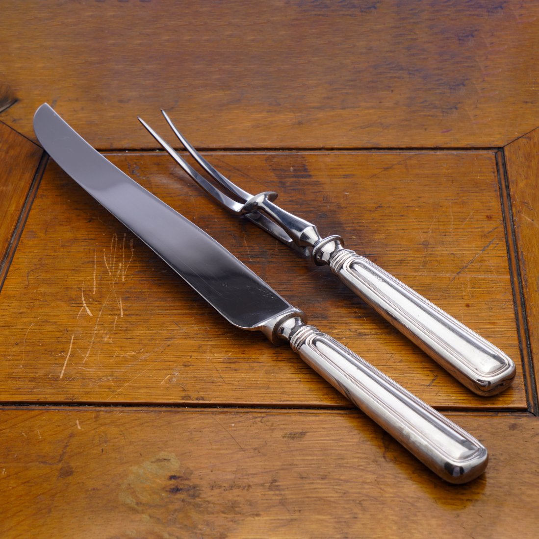 NO RESERVE Vintage BIRKS  silver plate and stainless steel meat serving set (1 of 8)