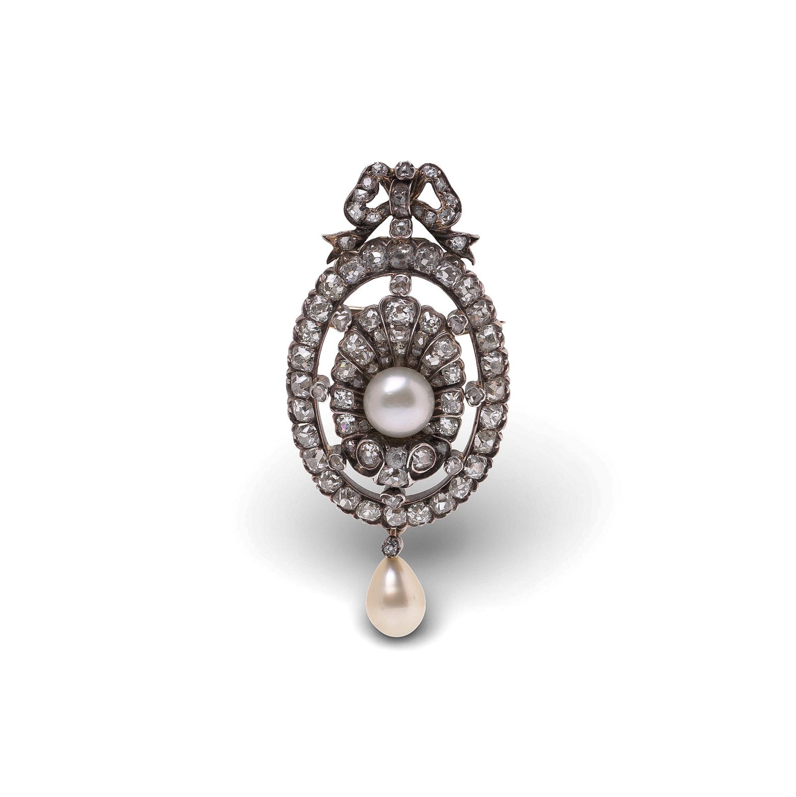 Victorian 15KT Gold & Silver Diamond and Pearl Pendant (1 of 11)