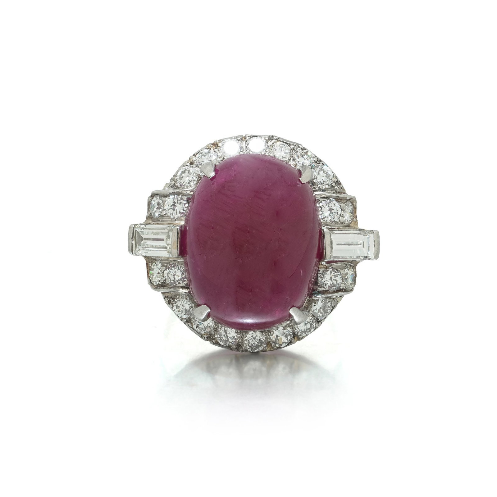 Platinum Burmese Cabochon Ruby and Diamond Ring, 19.15ct (1 of 9)