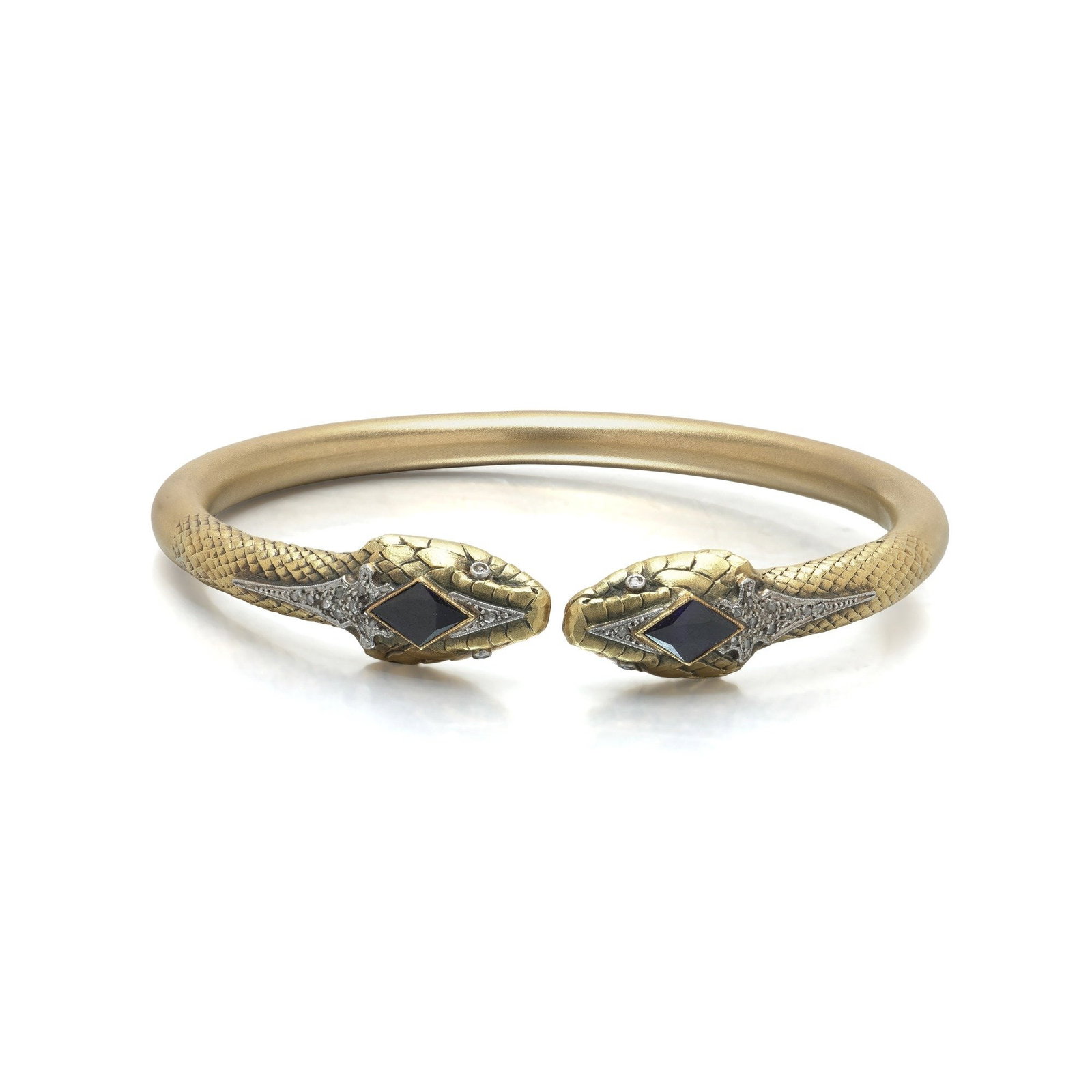 Victorian 18KT Gold Double Snake Bangle, Sapphires & Rose Cut Diamonds (1 of 13)