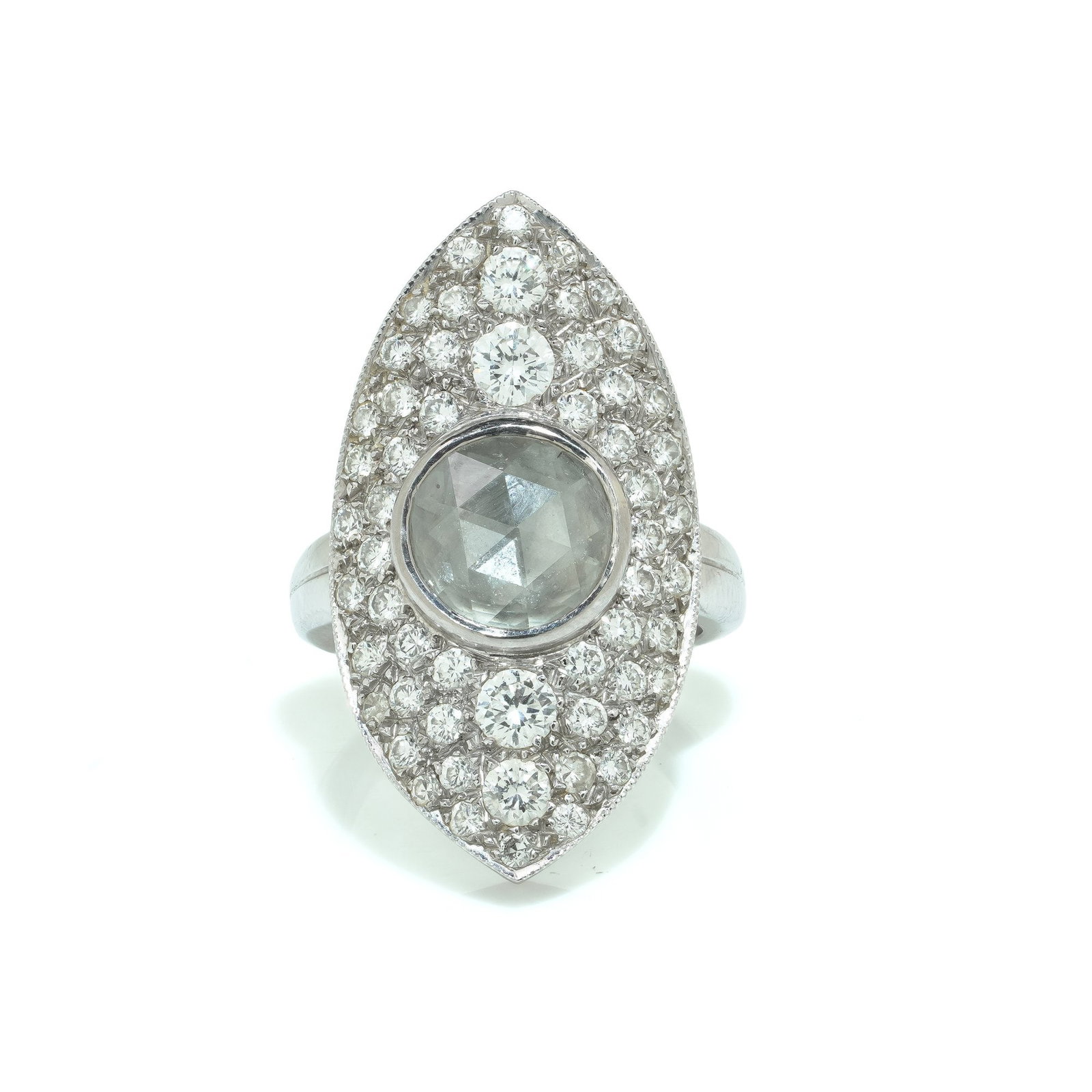 Vintage Rose Cut and Brilliant Cut Diamond Cluster Ring (1 of 10)