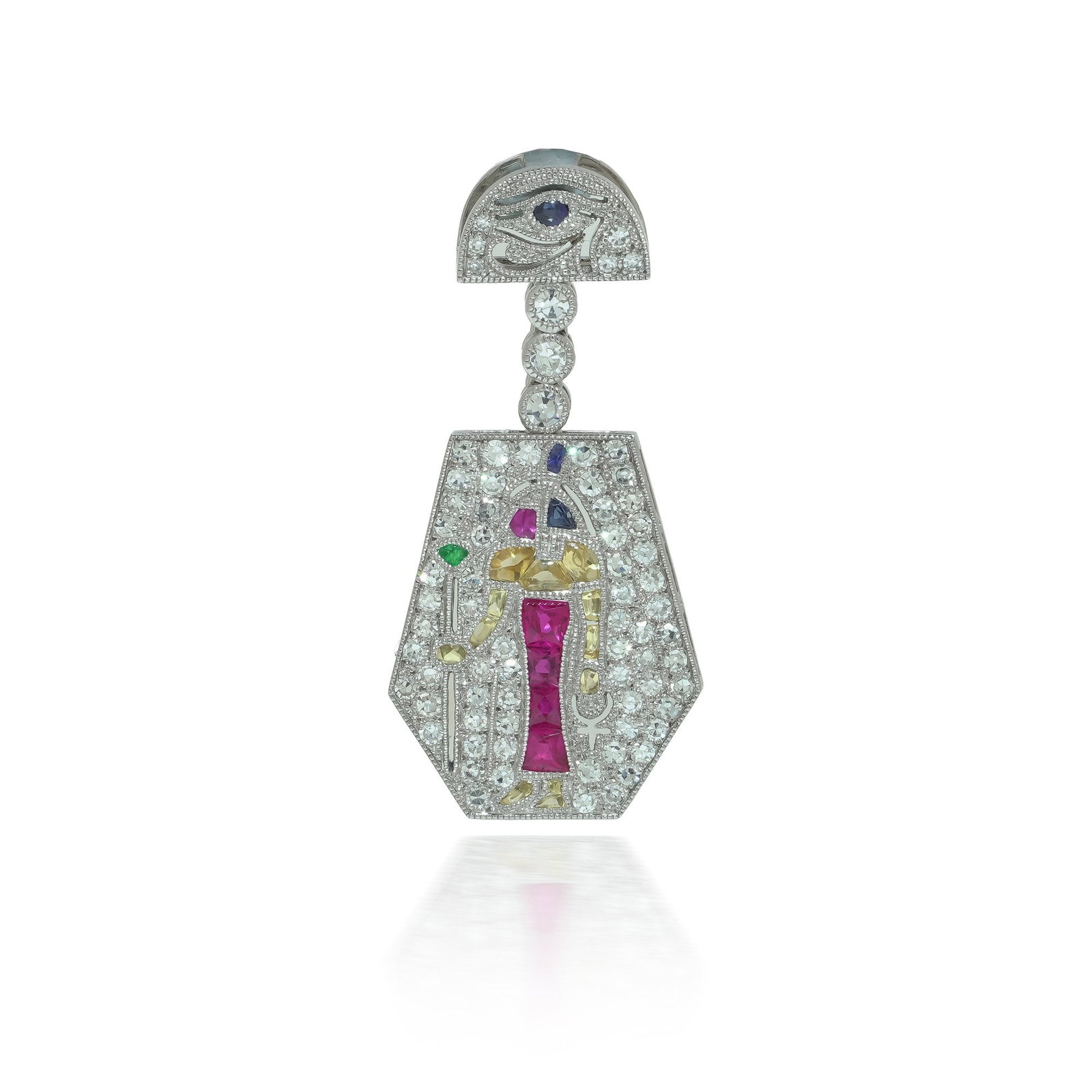 Platinum Art Deco Egyptian Revival Gemset Pendant (1 of 7)
