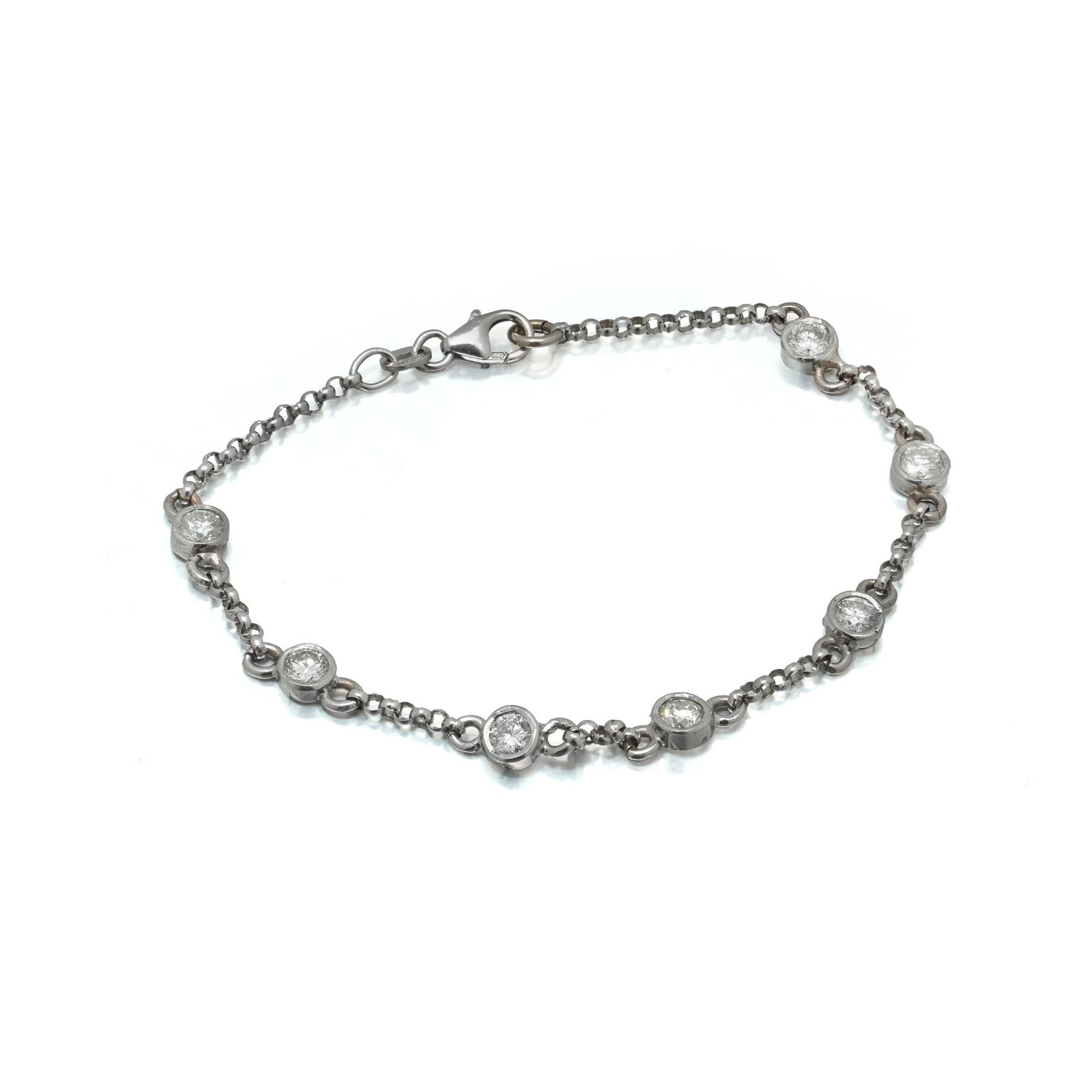 18ct White Gold Diamond Station Bracelet, Vintage 1970s (1 of 9)