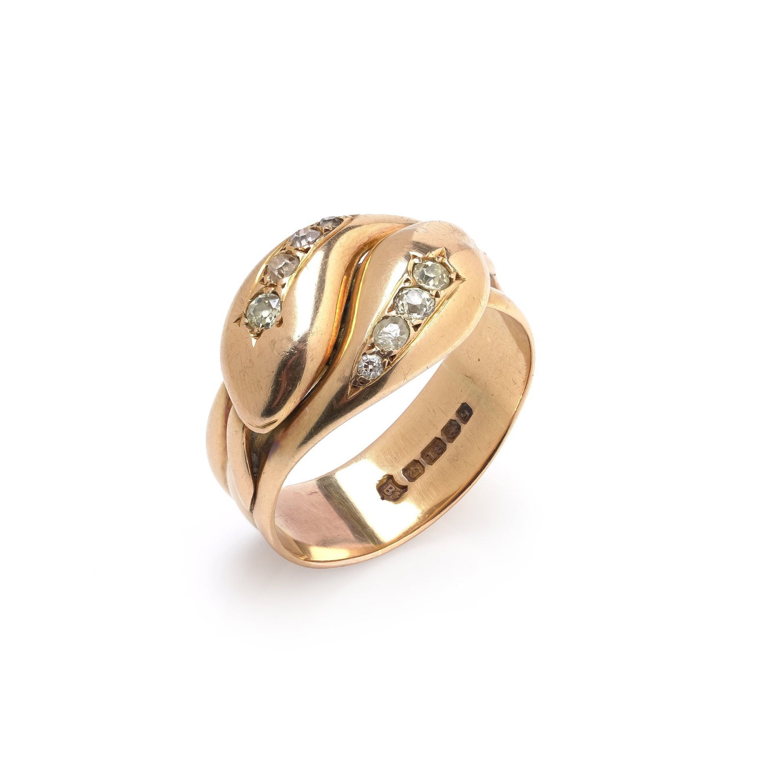 Antique 18KT Gold Diamond Snake Ring (1 of 8)