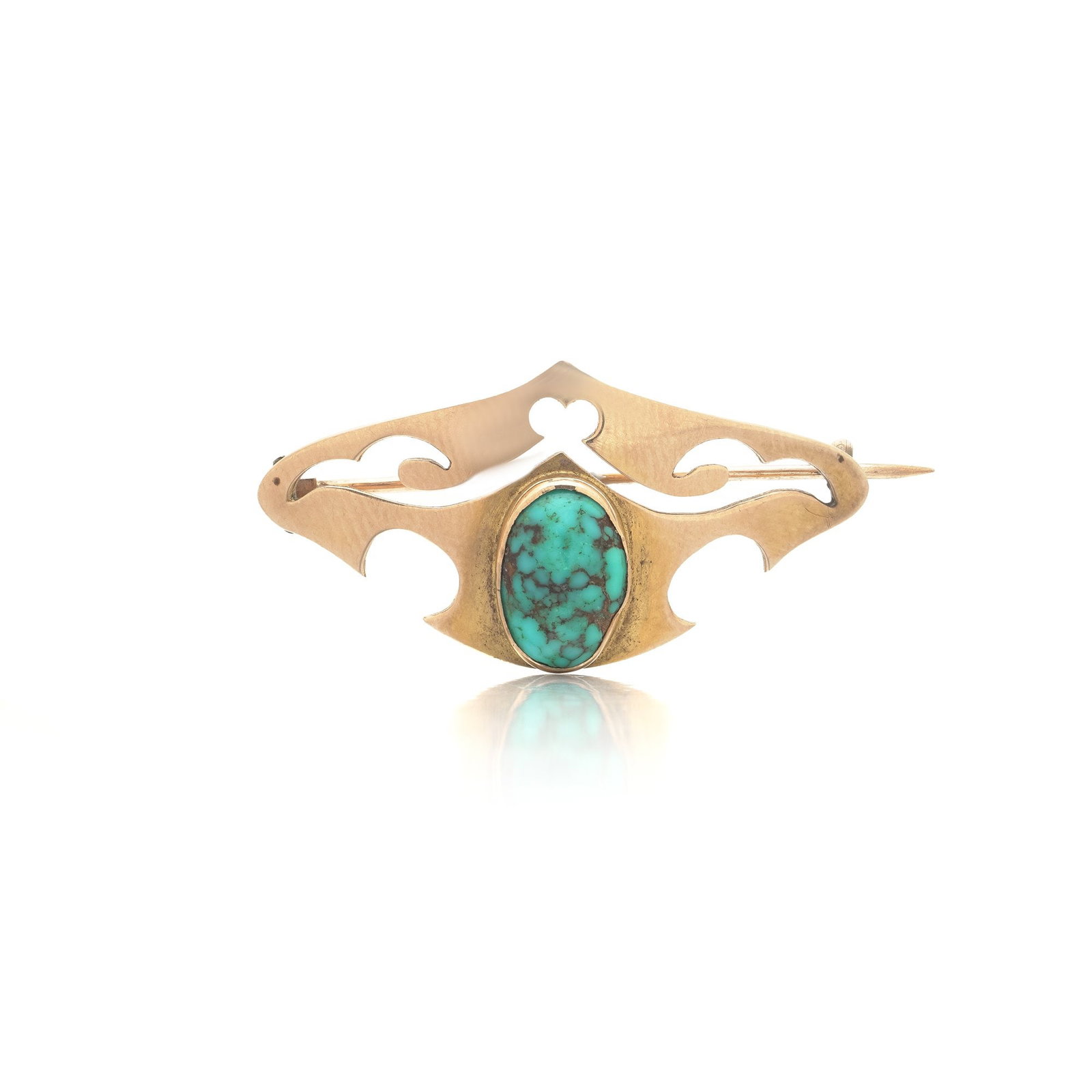 Victorian Turquoise Brooch, 9KT Gold (1 of 8)