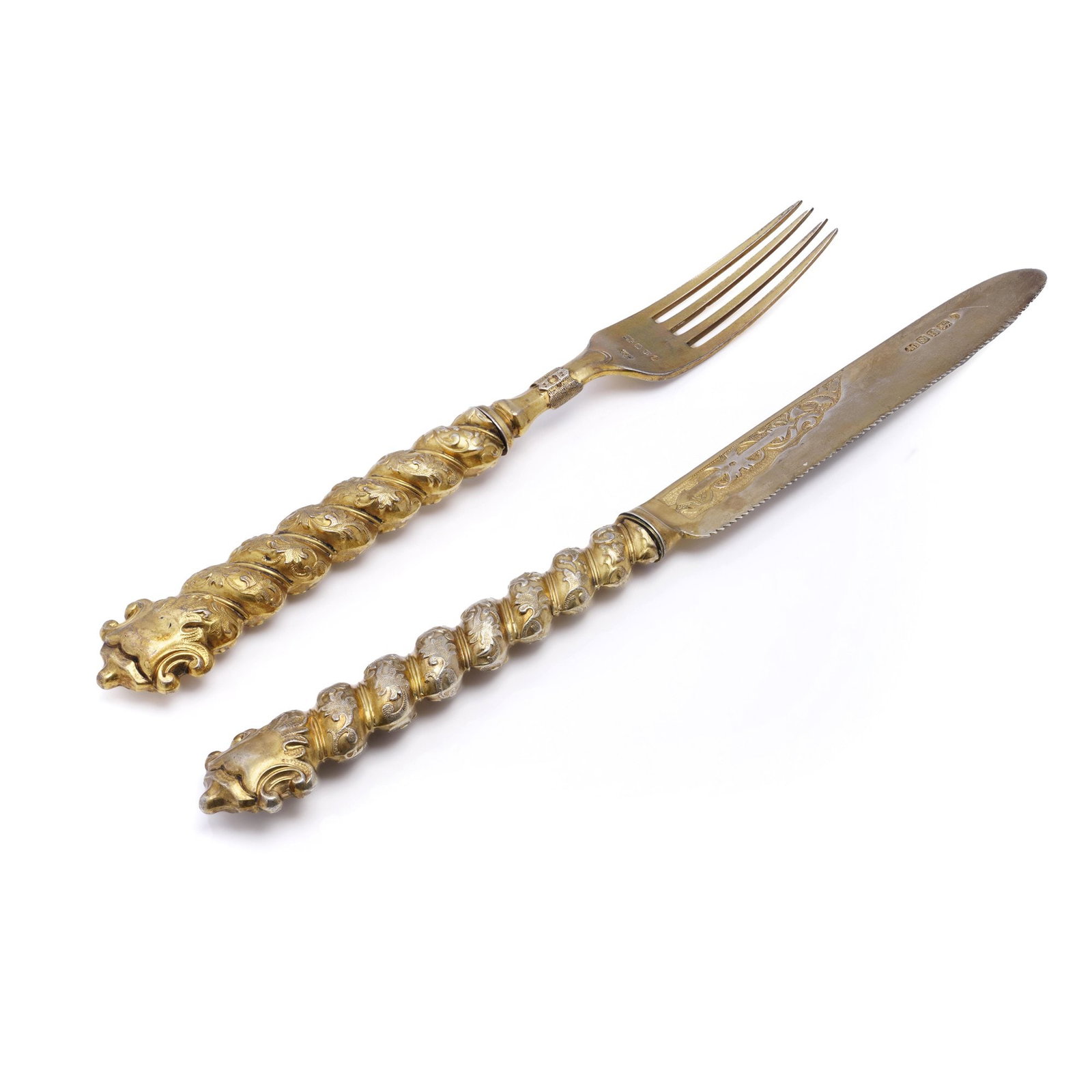 Aaron Hatfield & Sons. silver gilt cutlery set, 1851 (1 of 8)