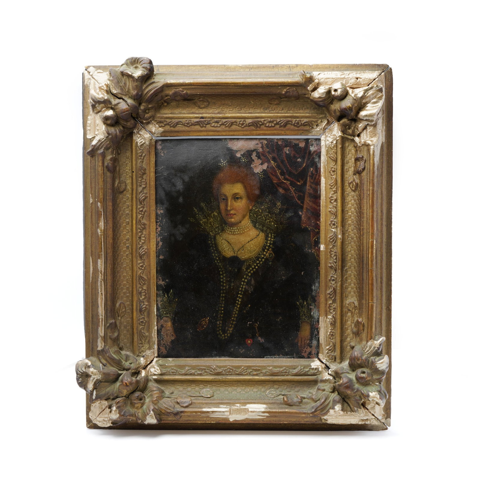 Antique Portrait of Anne of Denmark, attributed to a Follower of Paul van Somer: This exquisite small-scale portrait, painted in oil on copper, depicts Anne of Denmark (15741619) , queen consort of King James VI and I. Rendered in three-quarter length, Anne is shown in regal Jacob