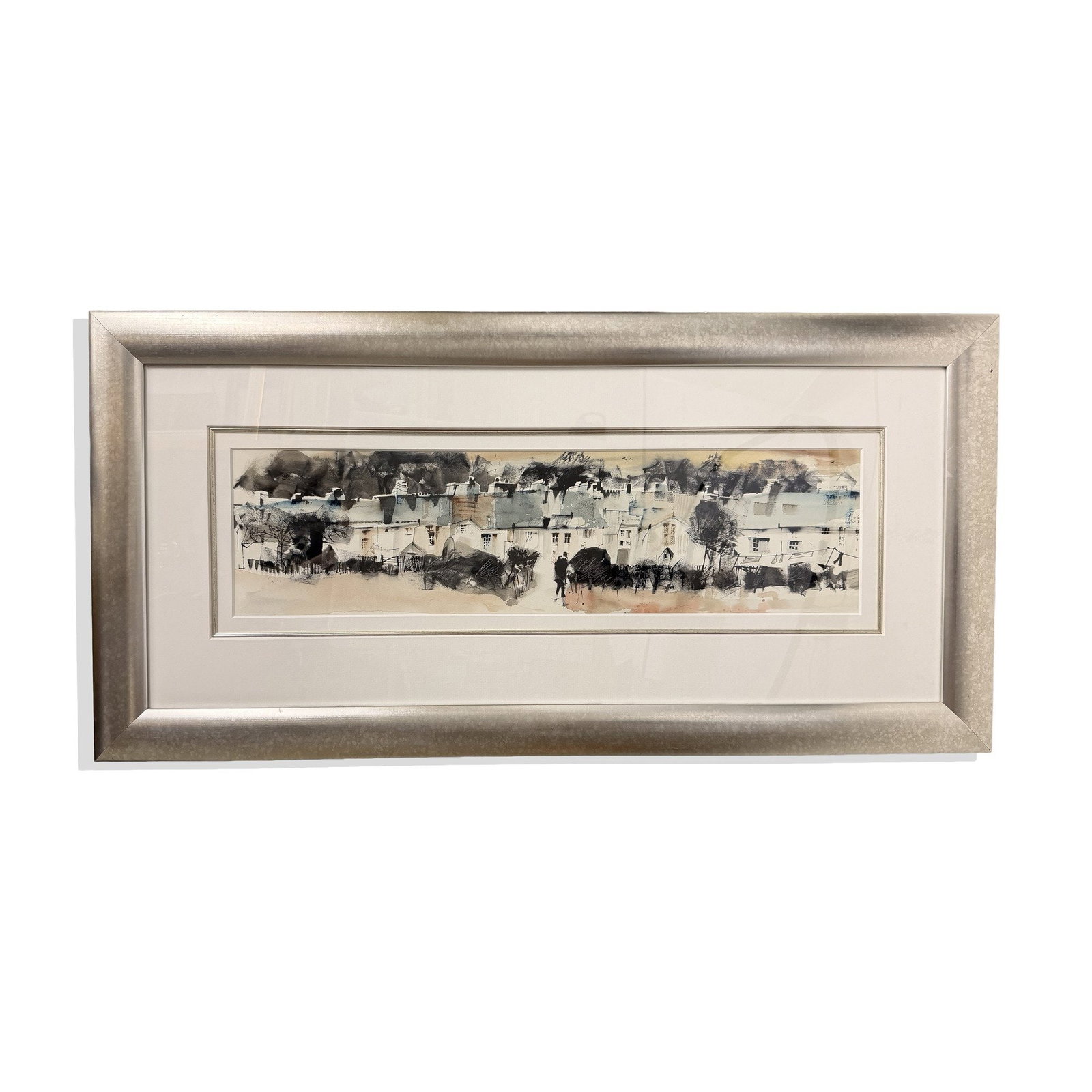 Sue Howells RWS 'Morning Frost' Original Panoramic Watercolour Village Landscape (1 of 9)