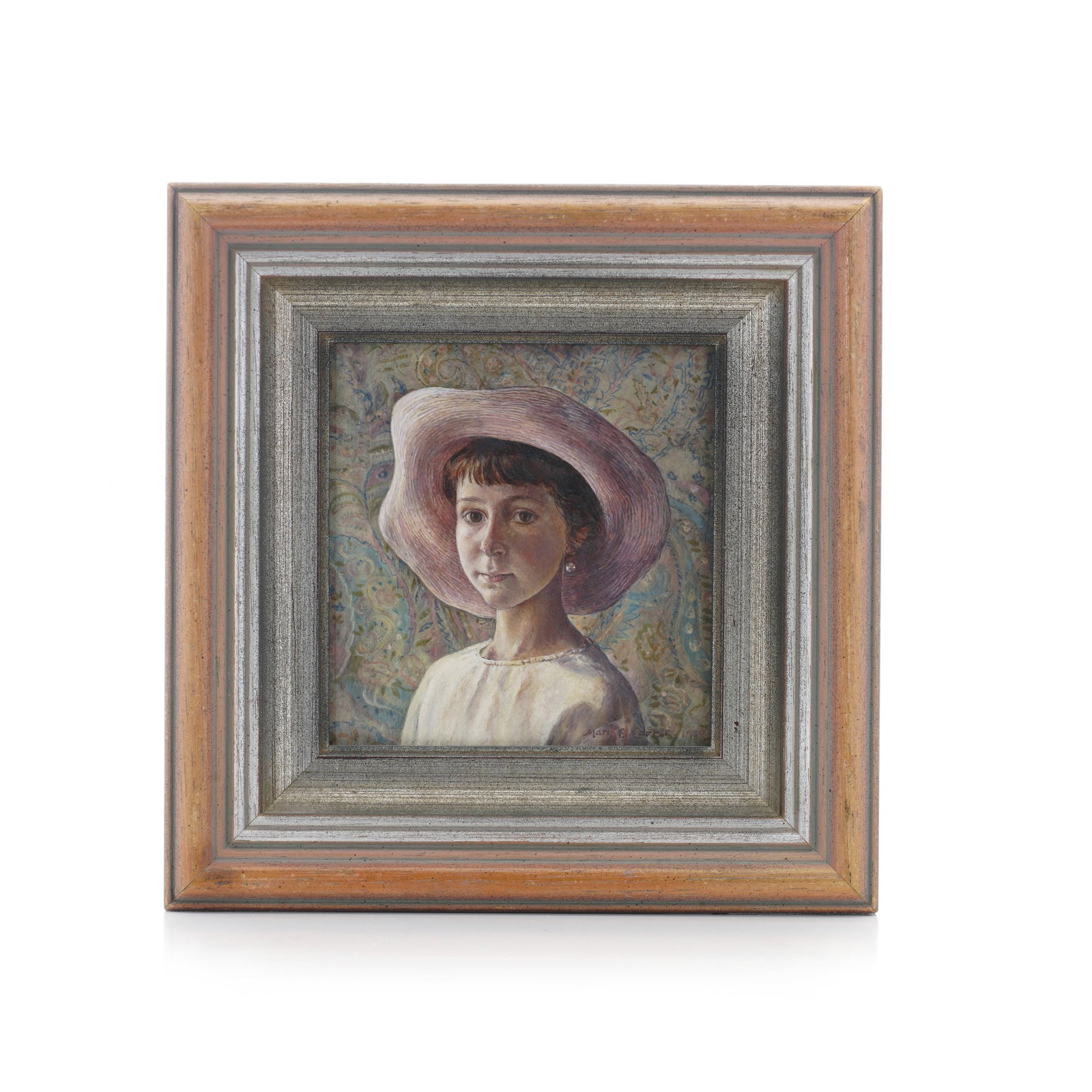Vintage Mary E Carter oil on canvas painting of a girl with a hat: Artist Biography Mary E Carter. Mary Carter studied at the Royal College of Art (19681971), where she was awarded the Princess of Wales Scholarship as the most promising female student. Based in Devon
