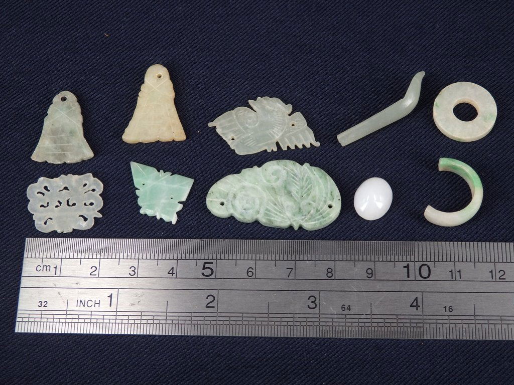 $5 Antique group of 9pcs hard stone/jade/jadite (1 of 8)