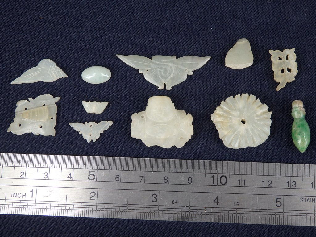 $5 Antique group of 11 hard stone/jade/jadite ornament (1 of 8)