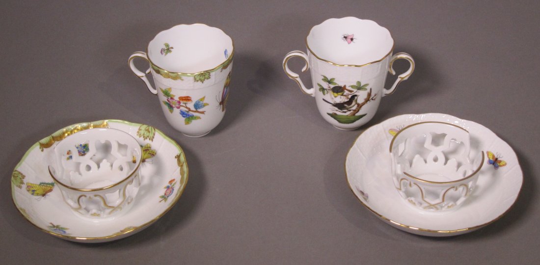 Pair of Herend Hvngary hand painted  fine china cup set (1 of 8)