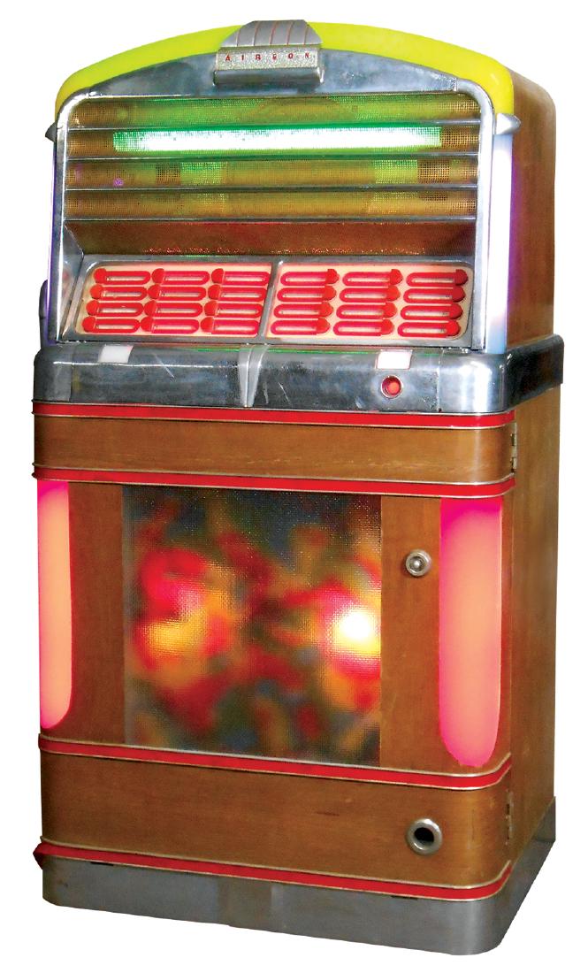 Coin-operated Jukebox, Aireon 1207 A Serial #54192,: Coin-operated Jukebox, Aireon 1207 A Serial #54192, appears complete, c.1947, VG cosmetic cond but non-wkg, 60"H x 32"W x 24"D.