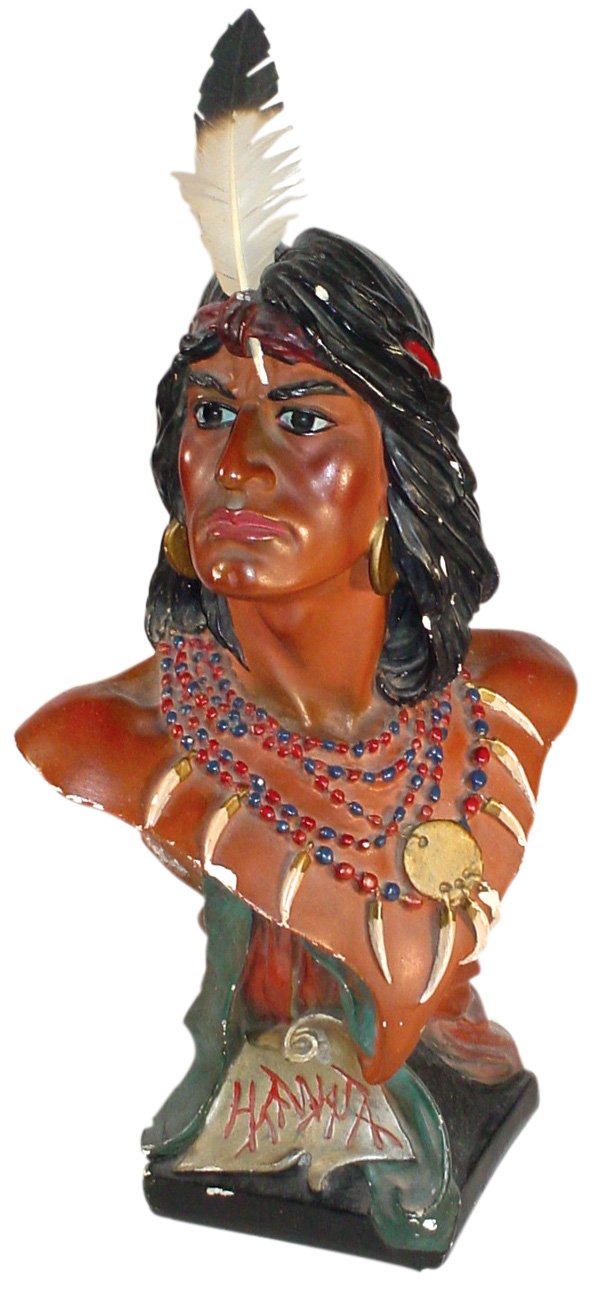 836 Cigar store Indian bust, "Hiawatha", chalkware w/o Nov 05, 2006