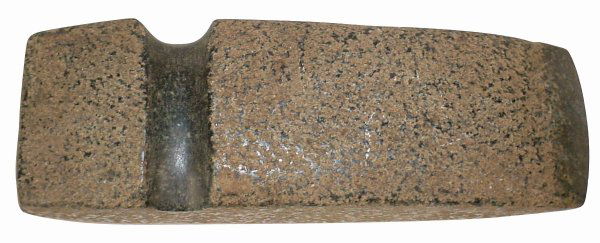 Indian artifact, axe, 3/4 groove, speckled two-to: Indian artifact, axe, 3/4 groove, speckled two-tone granite, textured body with polished bit & groove, Exc. condition, 8.5"L x 3"W.