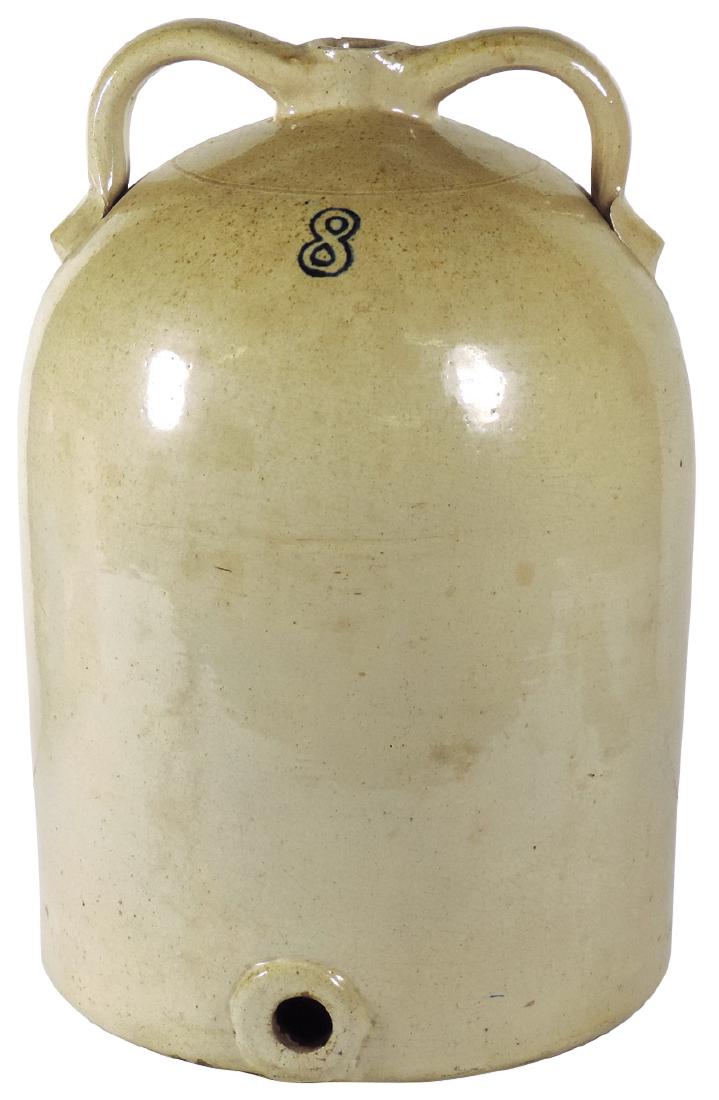 Stoneware thresher jug, Ohio Stoneware 8-gal w/handles, (1 of 1)