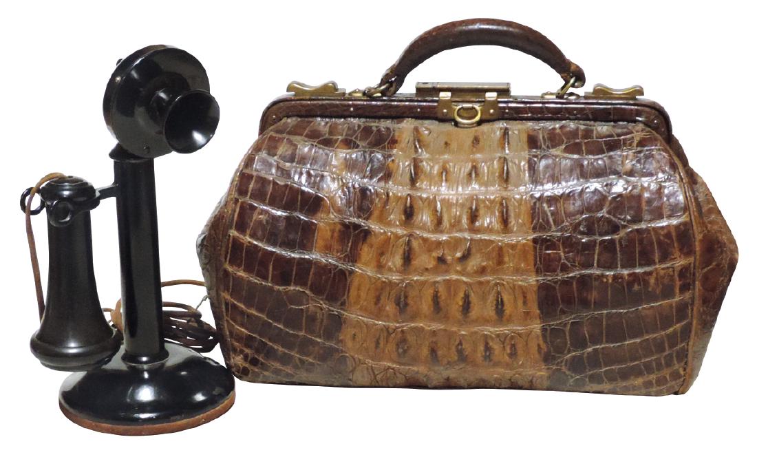 Telephone & satchel (2), Western Electric candlestick (1 of 1)